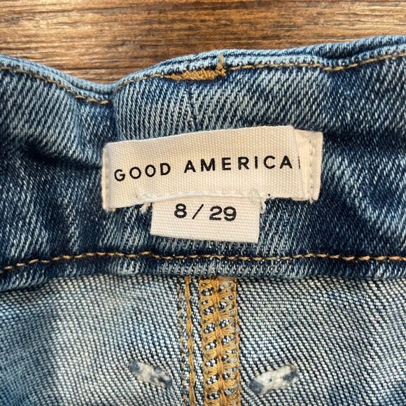 NWT Good American 8/29 Good Curve Skinny Crop Jeans High Rise Distressed - Picture 2 of 16